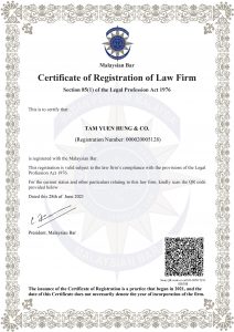 Tam Yuen Hung & Co. Certificate of Registration of Law Firm In Malaysia Best and Professional Divorce and Family Law Firm In KL Selangor Malaysia