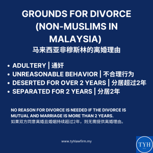 Grounds for Divorce in Malaysia for non Muslims by TYH & Co.